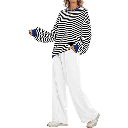 Women's striped colorblock two-piece suit